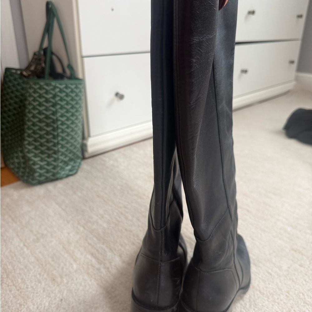 Vince Camuto Black Leather Knee-High Boots - Picture 4 of 5